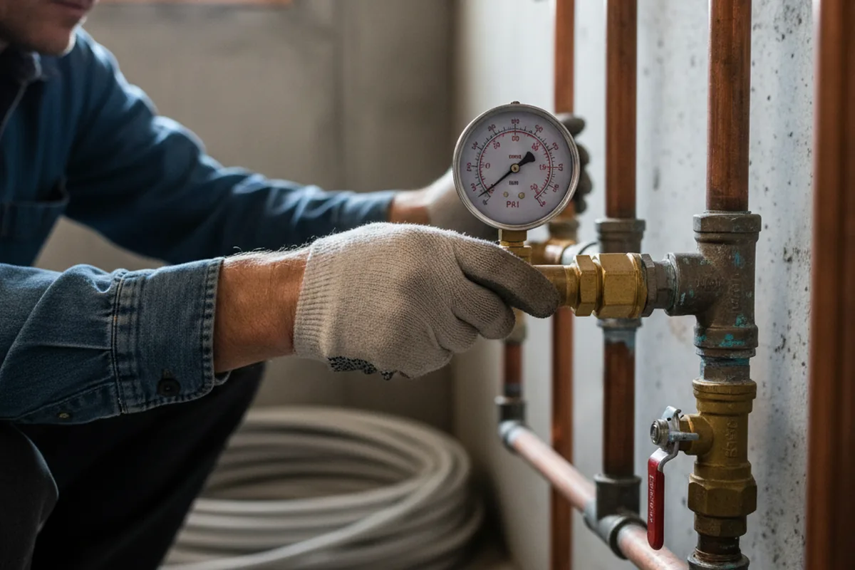 Pressure testing a repaired line during Water Line Repair in Boring